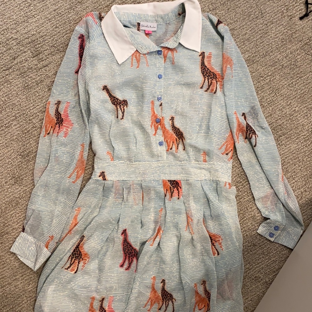 Giraffe print shirt dress